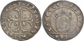 Francesco Contarini doge XCV, 1623-1624. Quarto di scudo della croce, AR 7,80 g. FANC CONTAR DVX VEN Croce ornata e fogliata, accantonata da quattro f...