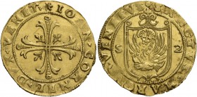 Giovanni I Corner doge XCVI, 1625-1629. Doppia, AV 6,74 g. Stella IOAN CORNEL DVX VENET Croce ornata e fiorita. Rv. + SANCTVS MARCVS VENETVS Leone in ...