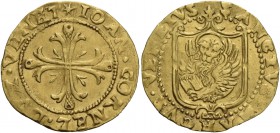 Giovanni I Corner doge XCVI, 1625-1629. Mezza doppia, AV 3,35 g. Stella IOAN CORNEL DVX VENET Croce ornata e fiorita. Rv. + SANCTVS MARCVS VENETVS Leo...