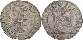 Giovanni I Corner doge XCVI, 1625-1629. Scudo della croce, AR 31,68 g. IOAN CORNEL DVX VEN Croce ornata e fogliata, accantonata da quattro foglie di v...