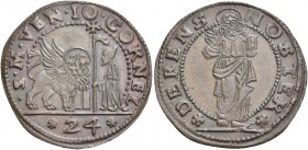 Giovanni I Corner doge XCVI, 1625-1629. Gazzetta da 2 soldi o 24 bagattini, Mist. 3,99 g. S M VEN IO CORNEL Il Leone alato, a s., volto di fronte e co...