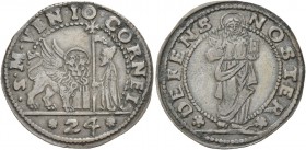 Giovanni I Corner doge XCVI, 1625-1629. Gazzetta da 2 soldi o 24 bagattini, Mist. 4,01 g. S M VEN IO CORNEL Il Leone alato, a s., volto di fronte e co...