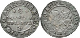 Giovanni I Corner doge XCVI, 1625-1629. Da 30 tornesi o 2 soldi per Candia, Mist. 6,33 g. IΩAN KOPNHΛIOSO ΔOYΞ Nel campo, TOPNEΣIA / TPIANTA Rv. O AΓI...