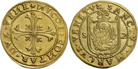 Nicolò Contarini doge XCVII, 1630-1631. Doppia, AV 6,71 g. Stella NICOL CON(inversa)TAR DVX VENE Croce ornata e fiorita. Rv. + SANCTVS MARCVS VENETVS ...
