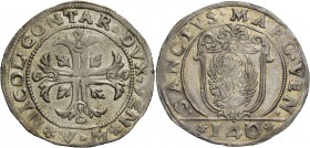 Nicolò Contarini doge XCVII, 1630-1631. Scudo della croce, AR 31,62 g. NICOL CONTAR DVX VEN Croce ornata e fogliata, accantonata da quattro foglie di ...