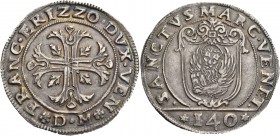 Francesco Erizzo doge XCVIII, 1631-1646. Scudo della croce, AR 31,58 g. FRANC ERIZZO DVX VEN Croce ornata e fogliata, accantonata da quattro foglie di...