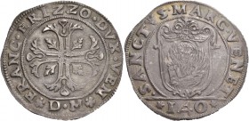 Francesco Erizzo doge XCVIII, 1631-1646. Scudo della croce, AR 31,64 g. FRANC ERIZZO DVX VEN Croce ornata e fogliata, accantonata da quattro foglie di...
