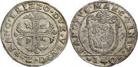 Francesco Erizzo doge XCVIII, 1631-1646. Scudo della croce, AR 31,70 g. FRANC ERIZZO DVX VEN Croce ornata e fogliata, accantonata da quattro foglie di...