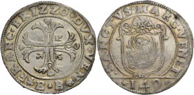 Francesco Erizzo doge XCVIII, 1631-1646. Scudo della croce, AR 31,70 g. FRANC ERIZZO DVX VEN Croce ornata e fogliata, accantonata da quattro foglie di...