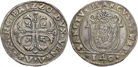 Francesco Erizzo doge XCVIII, 1631-1646. Scudo della croce, AR 31,67 g. FRANC ERIZZO DVX VEN Croce ornata e fogliata, accantonata da quattro foglie di...