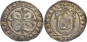 Francesco Erizzo doge XCVIII, 1631-1646. Mezzo scudo della croce, AR 15,80 g. FRANC ERIZZO DVX VEN Croce ornata e fogliata, accantonata da quattro fog...