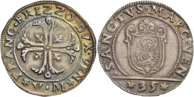 Francesco Erizzo doge XCVIII, 1631-1646. Quarto di scudo della croce, AR 7,85 g. FRANC ERIZZO DVX VEN Croce ornata e fogliata, accantonata da quattro ...
