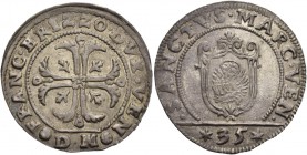 Francesco Erizzo doge XCVIII, 1631-1646. Quarto di scudo della croce, AR 7,93 g. FRANC ERIZZO DVX VEN Croce ornata e fogliata, accantonata da quattro ...