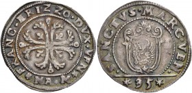 Francesco Erizzo doge XCVIII, 1631-1646. Quarto di scudo della croce, AR 7,80 g. FRANC ERIZZO DVX VEN Croce ornata e fogliata, accantonata da quattro ...