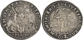 Francesco Erizzo doge XCVIII, 1631-1646. Mezzo ducato da 62 soldi, AR 13,98 g. S M VEN FRANC ERIZZO DVX Il Leone alato, a s., volto di fronte e con la...