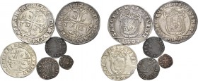 Francesco Erizzo doge XCVIII, 1631-1646. Lotto di sei monete. Scudo della croce (2). CNI 127, 161. Paolucci 9. Mezzo scudo della croce. CNI 27. Paoluc...
