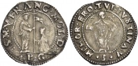 Francesco Molin doge XCIX, 1646-1655. Trentaduesimo di scudo da 5 soldi, AR 1,12 g. S M V FRANC MOL D S. Marco nimbato, stante a s., porge il vessillo...