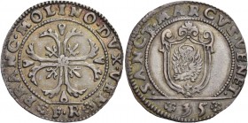Francesco Molin doge XCIX, 1646-1655. Quarto di scudo della croce, AR 7,81 g. FRANC MOLINO DVX VEN Croce ornata e fogliata, accantonata da quattro fog...