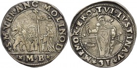 Francesco Molin doge XCIX, 1646-1655. Quarto di ducato da 31 soldi, AR 6,82 g. S M V FRANC MOLINO D Il Leone alato, a s., volto di fronte e con la zam...