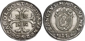 Carlo Contarini doge C, 1655-1656. Quarto di scudo della croce, AR 7,78 g. CAROL CONTAR DVX VEN Croce ornata e fogliata, accantonata da quattro foglie...