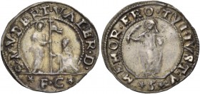 Bertucci Valier doge CII, 1656-1658. Trentaduesimo di scudo da 5 soldi, AR 1,13 g. S M V BERT VALER D S. Marco nimbato, stante a s., porge il vessillo...