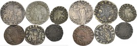 Bertucci Valier doge CII, 1656-1658. Lotto di sei monete. Quarto di ducato da 31 soldi. CNI 19 var. Paolucci 13. Da 12 soldi. CNI 35. Paolucci 15. Da ...