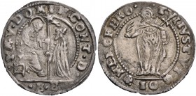 Domenico Contarini doge CIV, 1659-1675. Sedicesimo di scudo da 10 soldi, AR 2,24 g. S M V DOMIN CONT D S. Marco nimbato, stante a s., porge il vessill...