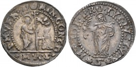Domenico Contarini doge CIV, 1659-1675. Trentaduesimo di scudo da 5 soldi, AR 2,24 g. S M VEN DOMIN CONT D S. Marco nimbato, stante a s., porge il ves...