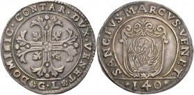 Domenico Contarini doge CIV, 1659-1675. Scudo della croce, AR 31,60 g. DOMINIC CONTAR DVX VENET Croce ornata e fogliata, accantonata da quattro foglie...