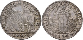 Domenico Contarini doge CIV, 1659-1675. Ducato da 124 soldi, AR 26,39 g. S M VEN DOMIN CONT D Il Leone alato, a s., volto di fronte e con la zampa ant...