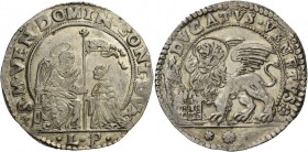 Domenico Contarini doge CIV, 1659-1675. Ducato nuovo o ducatello, AR 22,80 g. S M VEN DOMIN CONT DVX S. Marco nimbato, seduto a s. e benedicente, cons...