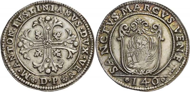 Marc’Antonio Giustinian doge CVII, 1684-1688. Scudo della croce, AR 31,40 g. M A...