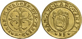 Francesco Morosini ”il Peloponnesiaco” doge CVIII, 1688-1694. Quarto di scudo della croce da 4 zecchini, AV 13,90 g. FRAN MAVROCEN DVX VENE Croce orna...