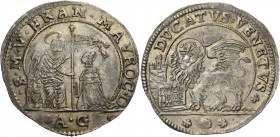 Francesco Morosini ”il Peloponnesiaco” doge CVIII, 1688-1694. Ducato, AR 22,63 g. S M V M FRAN MAVROC D S. Marco nimbato, seduto a s. e benedicente, c...