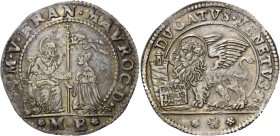 Francesco Morosini ”il Peloponnesiaco” doge CVIII, 1688-1694. Ducato, AR 22,51 g. S M V M FRAN MAVROC D S. Marco nimbato, seduto a s. e benedicente, c...