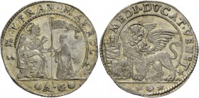 Francesco Morosini ”il Peloponnesiaco” doge CVIII, 1688-1694. Mezzo ducato, AR 11,33 g. S M V M FRAN MAVROC D S. Marco nimbato, seduto a s. e benedice...