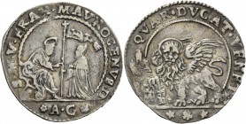 Francesco Morosini ”il Peloponnesiaco” doge CVIII, 1688-1694. Quarto di ducato, AR 5,49 g. S M V M FRAN MAVROCENVS D S. Marco nimbato, seduto a s. e b...