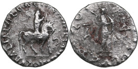 Indo-Skythians. AR Drachm. Azes. Circa 58-12 BC.
2.02g. 15mm. VF/F Azes on horseback right, holding whip/ Athena standing facing. HGC 12, 653.