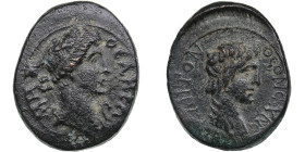 Mysia, Pergamum. Pseudo-Autonomous issue. Æ - Time of Claudius-Nero (AD 41-68)
3.50g. 19mm. VF/VF Bust of the Senate right, ΘЄON CYNKΛHTON. / Head of ...