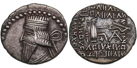 Parthian Kingdom AR Drachm - Pacorus I (AD 78-120)
3.49g. 20mm. XF-/XF- Bust left/ Archer seated right on throne.
