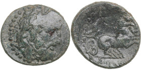 Sicily, Syracuse. Roman rule. After 212 BC. Æ
6.31g. 23mm. VF/XF Laureate head of Zeus left / Nike driving fast biga right; crescent above. HGC 2, 147...