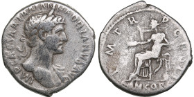 Roman Empire AR Denarius - Hadrian (AD 117-138)
3.15g. 18mm. VF/VF IMP CAESAR TRAIAN HADRIANVS AVG/ P M TR P COS III, Concordia enthroned to left.