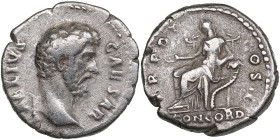 Roman Empire AR Denarius - Aelius, Caesar (AD 136-138)
3.22g. 17mm. VF/VF L AELIVS CAESAR/ R POT COS II / CONCORD, Concordia seated to left.