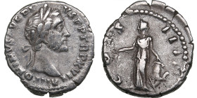 Roman Empire AR Denarius - Antoninus Pius (AD 138-161)
3.03g. 18mm. VF/VF ANTONINVS AVG PIVS P P TR P XVII/ COS IIII. Annona standing left.