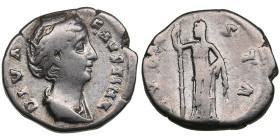 Roman Empire AR Denarius - Diva Faustina I (wife of A. Pius) (AD 141-161)
3.40g. 18mm. F/F DIVA FAVSTINA/ AVGVSTA.