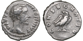 Roman Empire AR Denarius - Divus Antoninus Pius (after 161 AD)
3.40g. 18mm. VF/VF DIVVS ANTONINVS/ CONSECRATIO, eagle standing to right.
