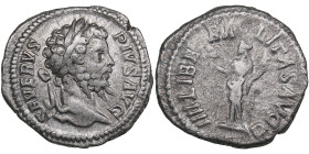 Roman Empire AR Denarius - Septimius Severus (AD 193-211)
3.18g. 18mm. VF+/VF- SEVERVS PIVS AVG/ LIBERALITAS AVG IIII, Liberalitas standing left.