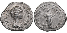 Roman Empire AR Denarius - Julia Domna (wife of S. Severus) (AD 193-217)
3.00g. 20mm. VF/VF IVLIA AVGVSTA/ PIETAS PVBLICA, Pietas standing to left at ...