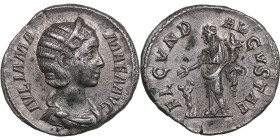 Roman Empire AR Denarius - Julia Mamaea (AD 222-235)
2.83g. 19mm. AU/XF+ Very beautiful specimen. IVLIA MAMAEA AVG/ PIETAS AVGVSTAE, Pietas standing l...