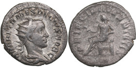 Roman Empire AR Antoninianus - Herennius Etruscus, as Caesar (AD 250-251)
4.14g. 22mm. VF+/VF- Traces of mint luster. Q HER ETR MES DECIVS NOB C/ PRIN...